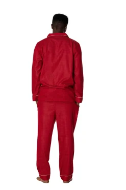 Men's 100% Cotton De Lucca Pyjamas Red Dobby