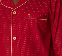 Men's 100% Cotton De Lucca Pyjamas Red Dobby