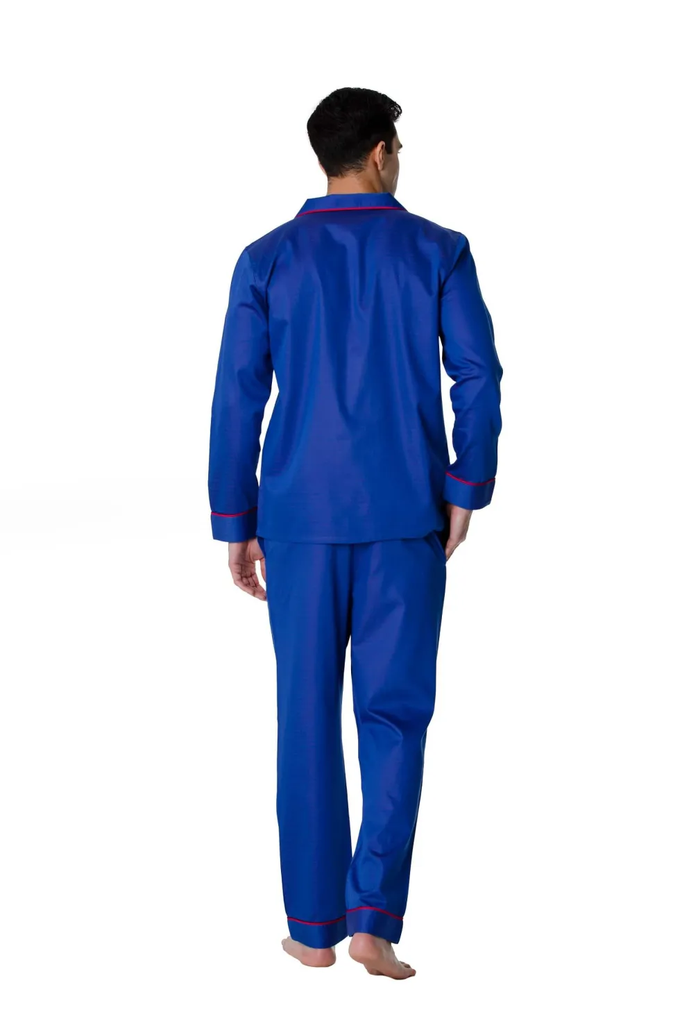 Men's 100% Cotton De Lucca Pyjamas Blue Satin Dobby