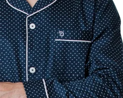 Men's 100% Cotton De Lucca Pyjamas Blue ZZ Print