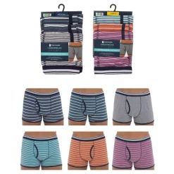 Mens 3 Pack Cotton Stripe Stretch Trunks Assorted