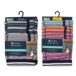 Mens 3 Pack Cotton Stripe Stretch Trunks Assorted