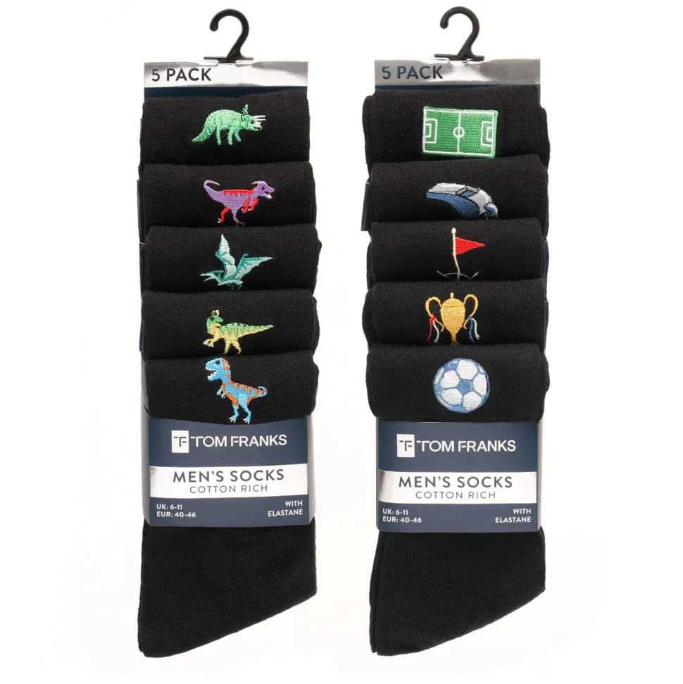 Men's 5 Pack Embroidered Sock