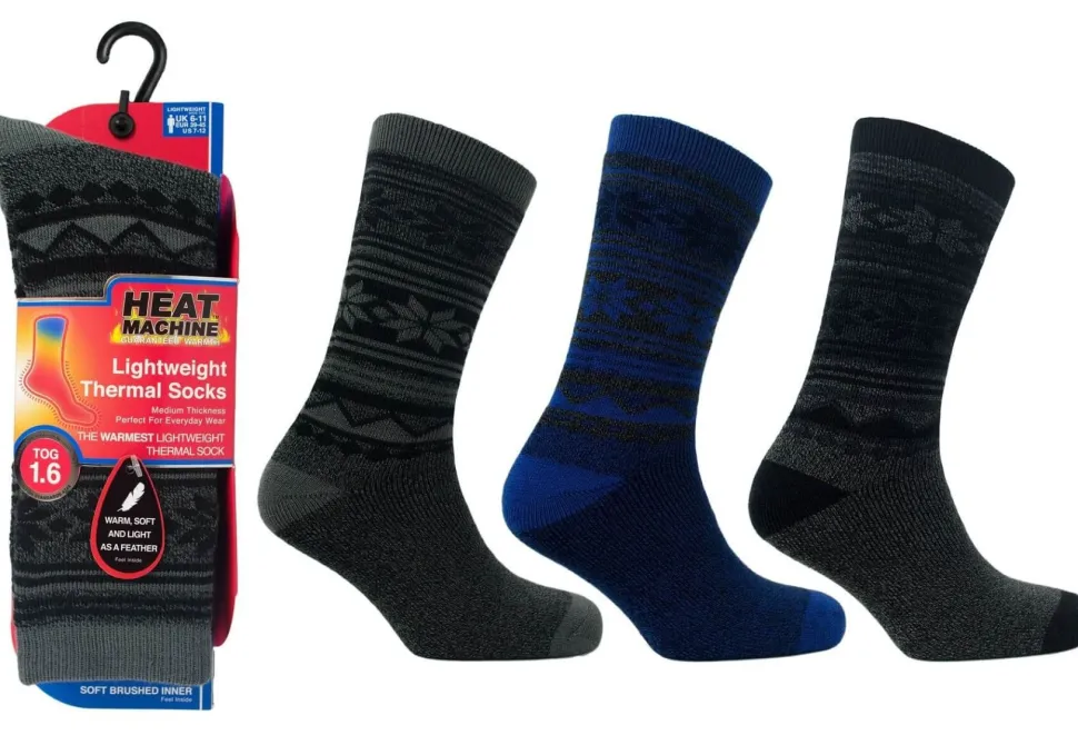 Men's 1 Pack Fairisle Thermal Lightweight Socks