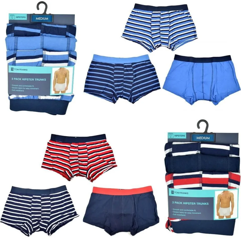 Men's 3 Pack Hipster Boxers Assorted