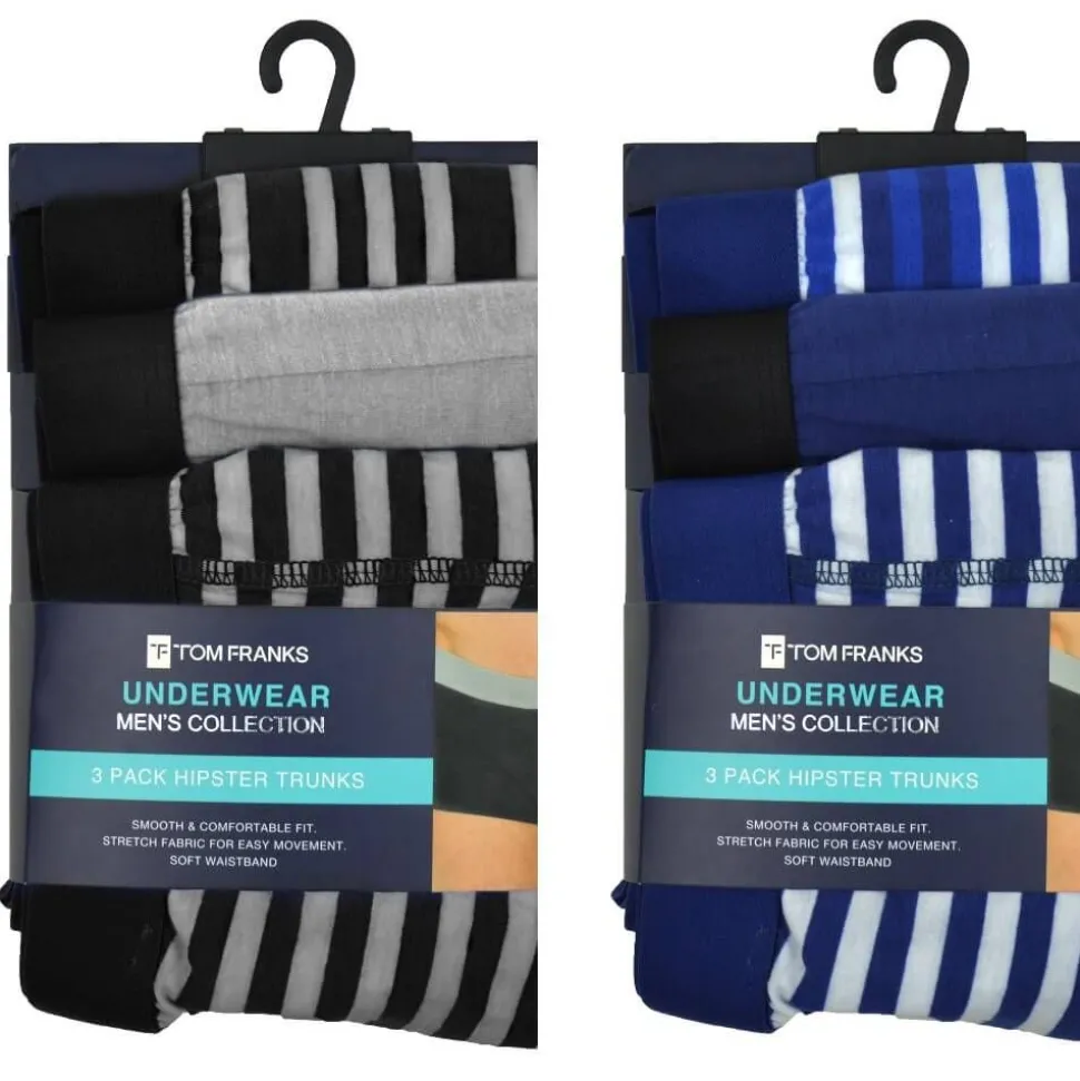Men's 3 Pack Hipster Cotton Trunks Stripes