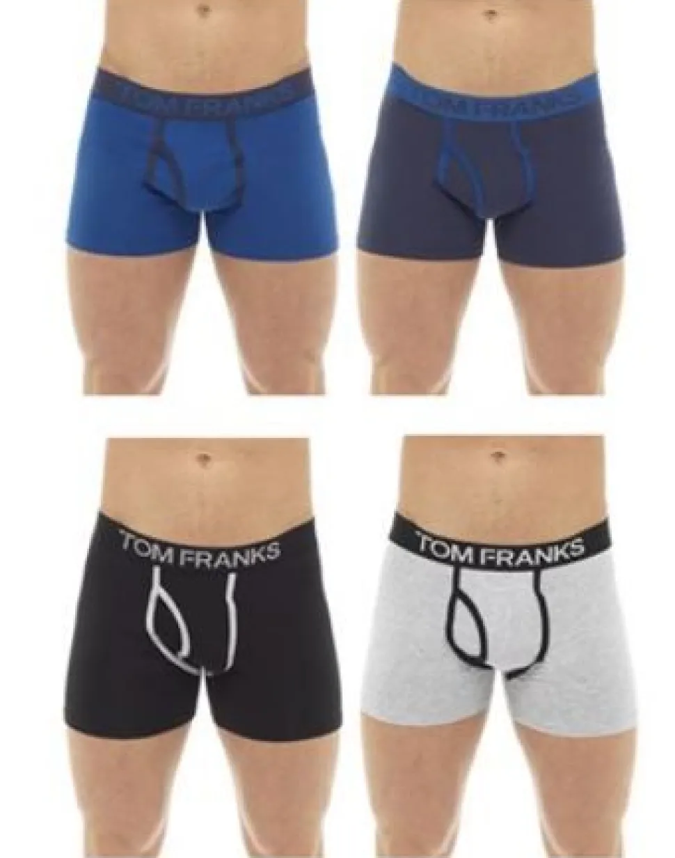 Mens 2 Pack Keyhole Boxers Black Grey