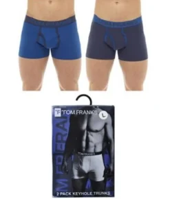 Mens 2 Pack Keyhole Boxers Blue