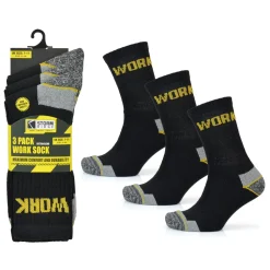 Men's 3 Pack Work Socks Black