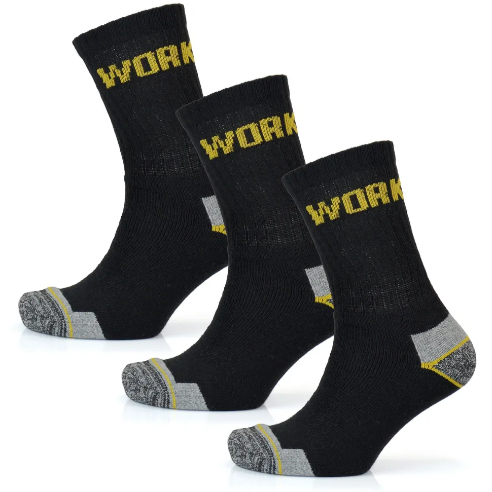 Men's 3 Pack Work Socks Black