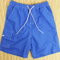 Mens Blue Cargo Swimming Shorts