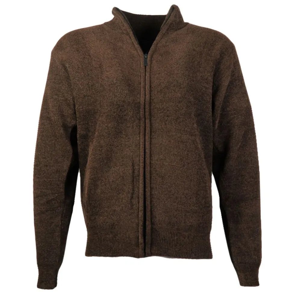 Men's Chenille Full Zip Jumper Taupe