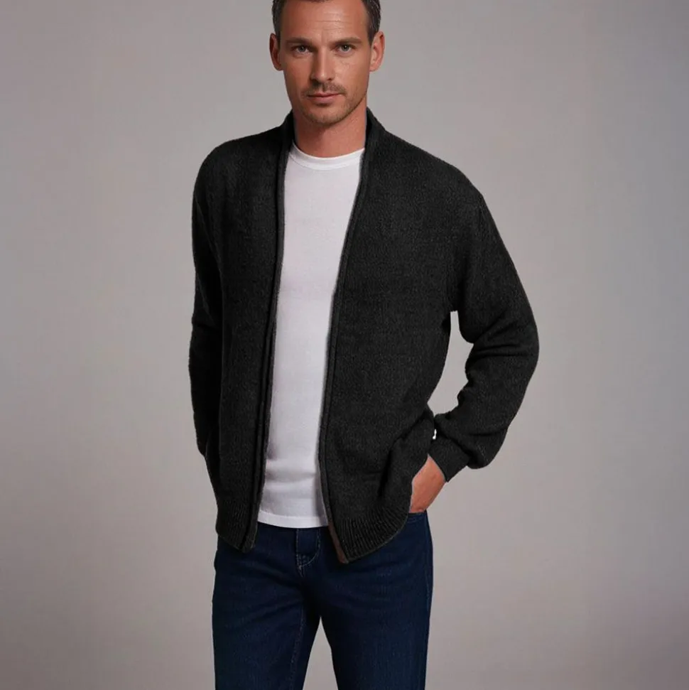 Men's Chenille Helios Full Zip Jumper Black