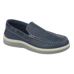 Men's Exmouth Navy Slip On Boat Shoes by Charles Southwell