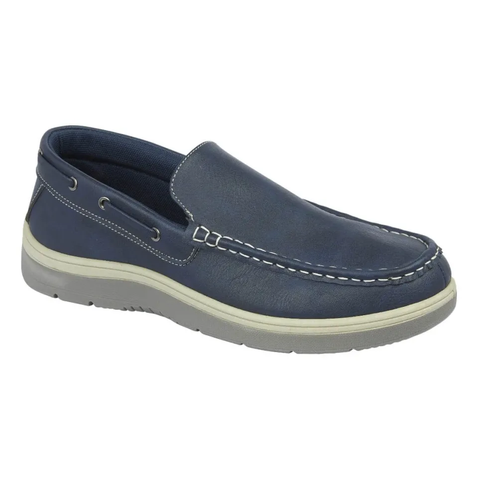 Men's Exmouth Navy Slip On Boat Shoes by Charles Southwell