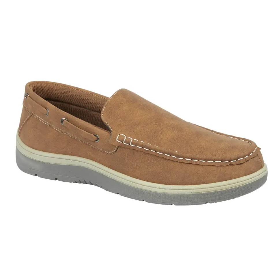 Men's Exmouth Tan Slip On Boat Shoes by Charles Southwell