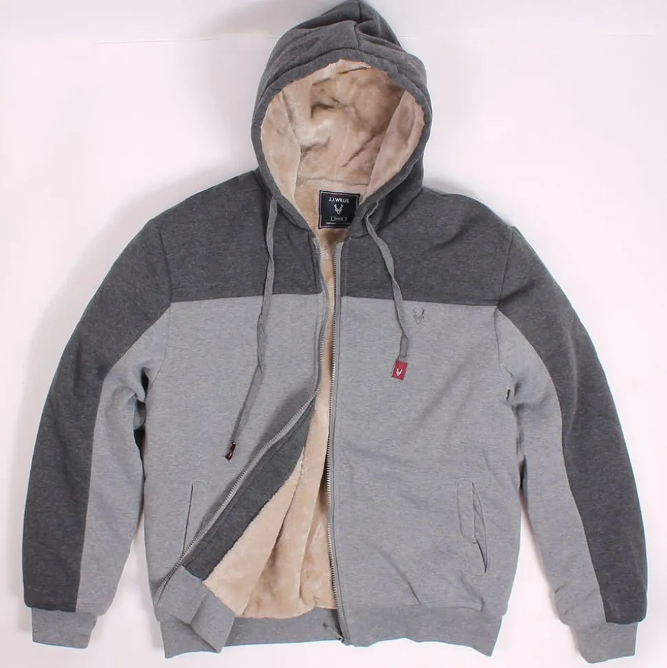 Men's Fur Lined Two Tone Hoodie Grey by J.J. Willis
