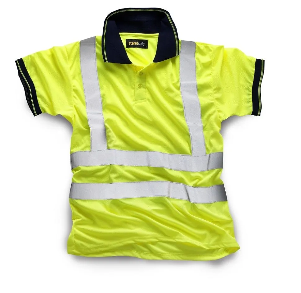 Mens Hi-Viz Yellow Short Sleeve Polo Shirt HV004