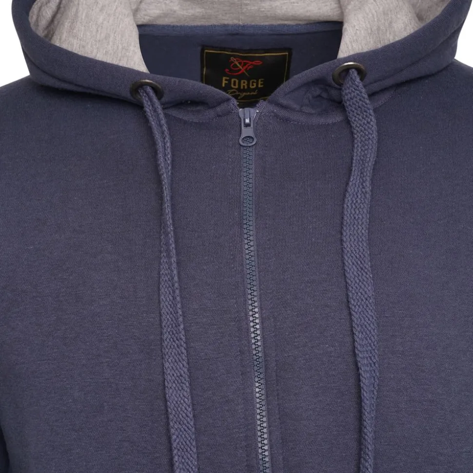 Mens Outsize Full Zipped Hoodie Indigo By Forge
