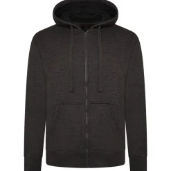 Mens Outsize Full Zipped Hoodie Charcoal By Forge