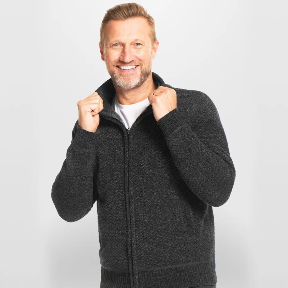 Men's Pebble Full Zip Jumper Charcoal