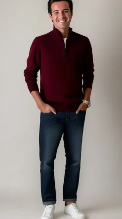 Men's Redwood Half Zip Sweater Zinfandel