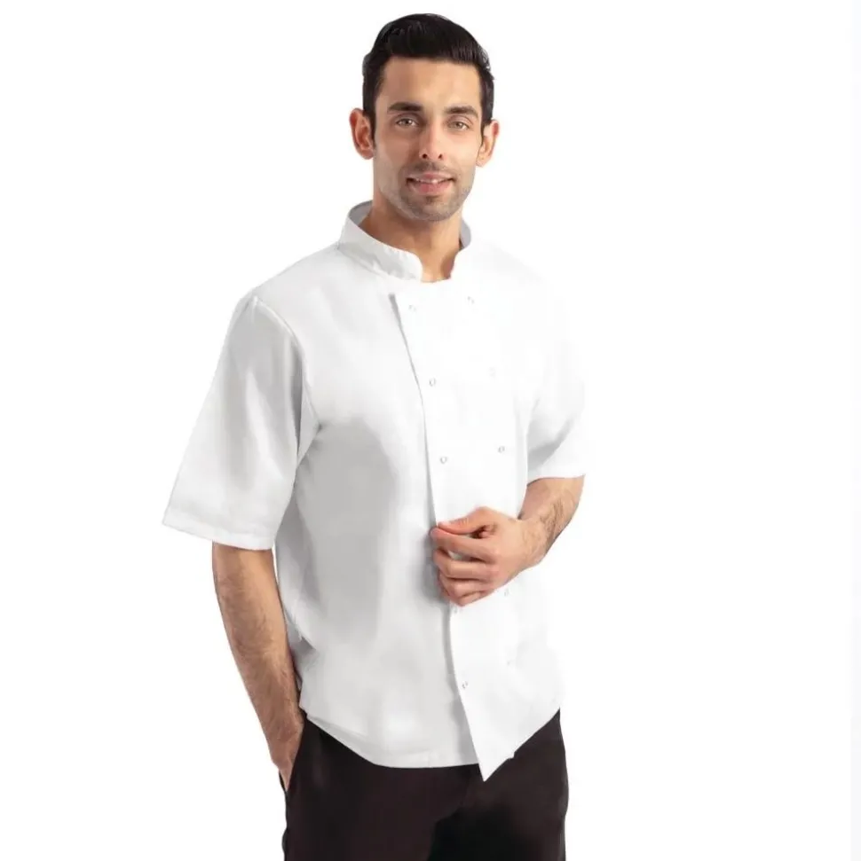 Mens Short Sleeve White Chef's Jacket