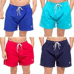 Men's Swimming Shorts with Piping Detail - 4 Colours
