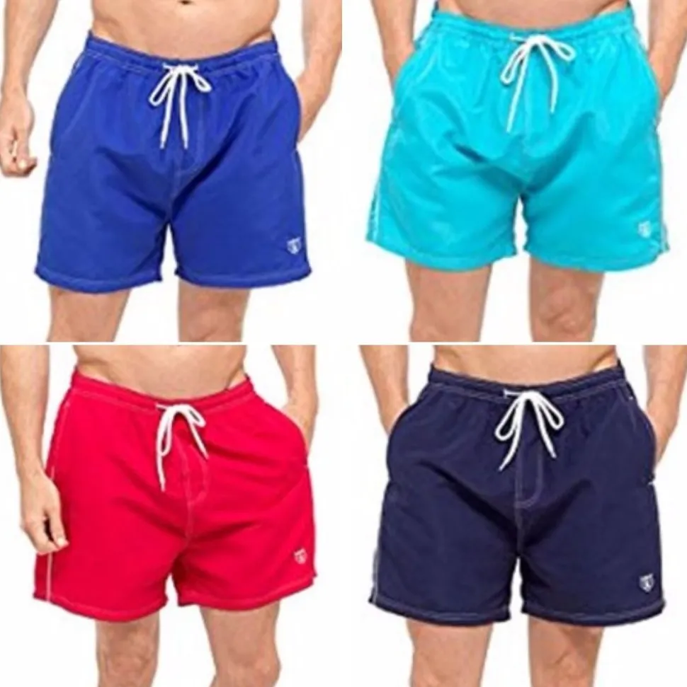 Men's Swimming Shorts with Piping Detail - 4 Colours