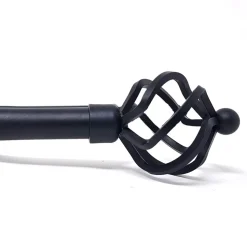 Metal Curtain Pole Black Basket 120 - 210cm