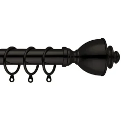 Metal Curtain Pole Black Crown 160 - 300cm