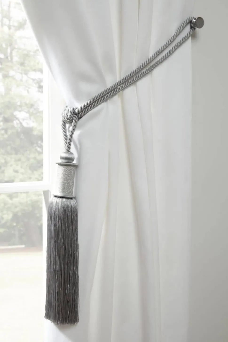 Midnight Curtain Rope Tie Back Silver
