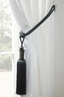 Midnight Curtain Rope Tie Back Charcoal