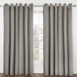 Midnight Velvet Eyelet Curtains Stone