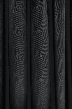 Midnight Velvet Eyelet Curtains Black