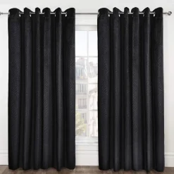 Midnight Velvet Eyelet Curtains Black