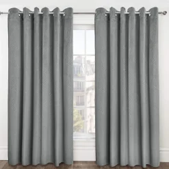 Midnight Velvet Eyelet Curtains Silver