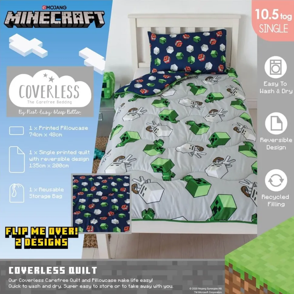 Minecraft Build Coverless Blanket/Duvet Set Single