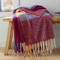 Mohair Check Throw Plum by Catherine Lansfield