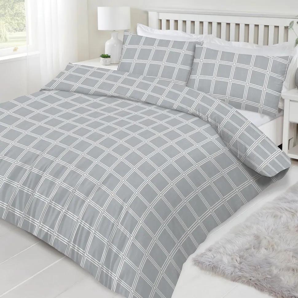 Montreal Check Duvet Cover Set Grey