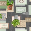 My Little Garden Grey Oil Cloth Tablecloth - Price by the Metre