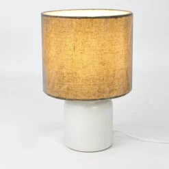 Natural Lamp Shade with Ceramic Base