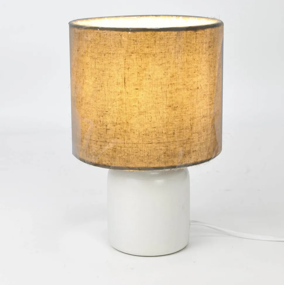 Natural Lamp Shade with Ceramic Base