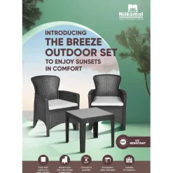 Nilkamal Breeze 3 Piece Patio Set Charcoal