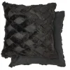 Nyla Soft Plush Cross Hatched Black Cushion Cover