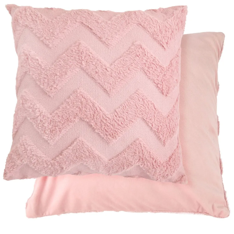 Nyla Soft Plush Zig Zag Blush Cushion Cover