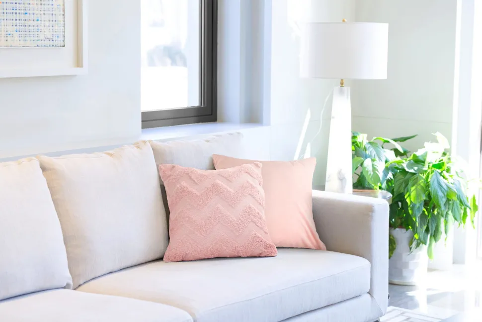 Nyla Soft Plush Zig Zag Blush Cushion Cover