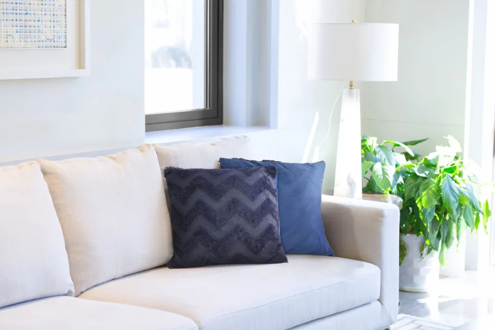 Nyla Soft Plush Zig Zag Navy Cushion Cover