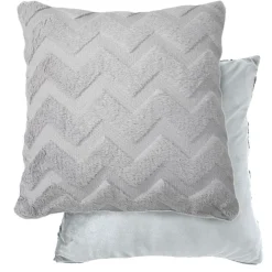 Nyla Soft Plush Zig Zag Silver Cushion Cover