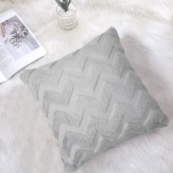 Nyla Soft Plush Zig Zag Silver Cushion Cover
